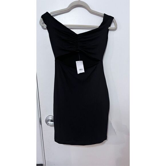 Asos DESIGN LITTLE BLACK DRESS OPEN FRONT SIZE 4 NEW WITH TAGS - Picture 3 of 14